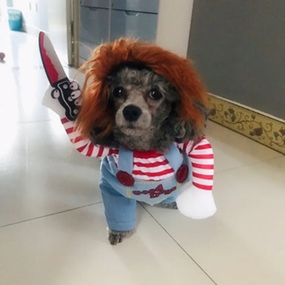 Pet Cosplay Funny Dog Clothes Sweatshirt Set Pet Clothes Party Costume Face Cloth Comical Outfits Halloween Dress Jumpsuit