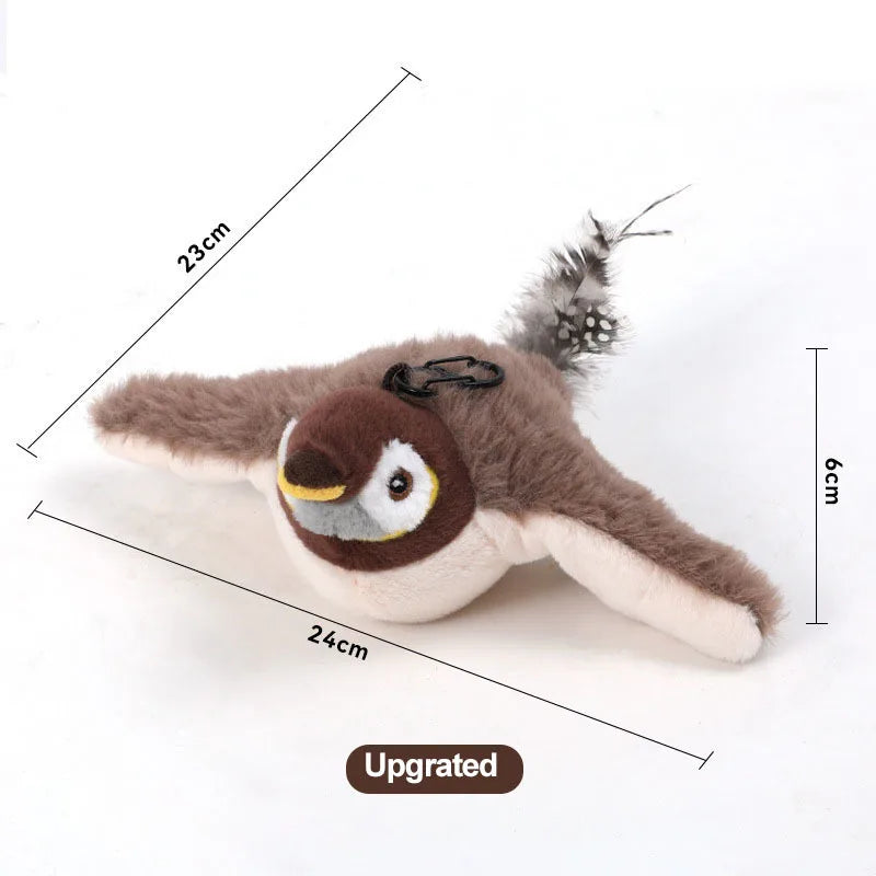 Interactive Cat Toys Rechargeable Flying Bird Cat Toy Chirping Flapping Bird